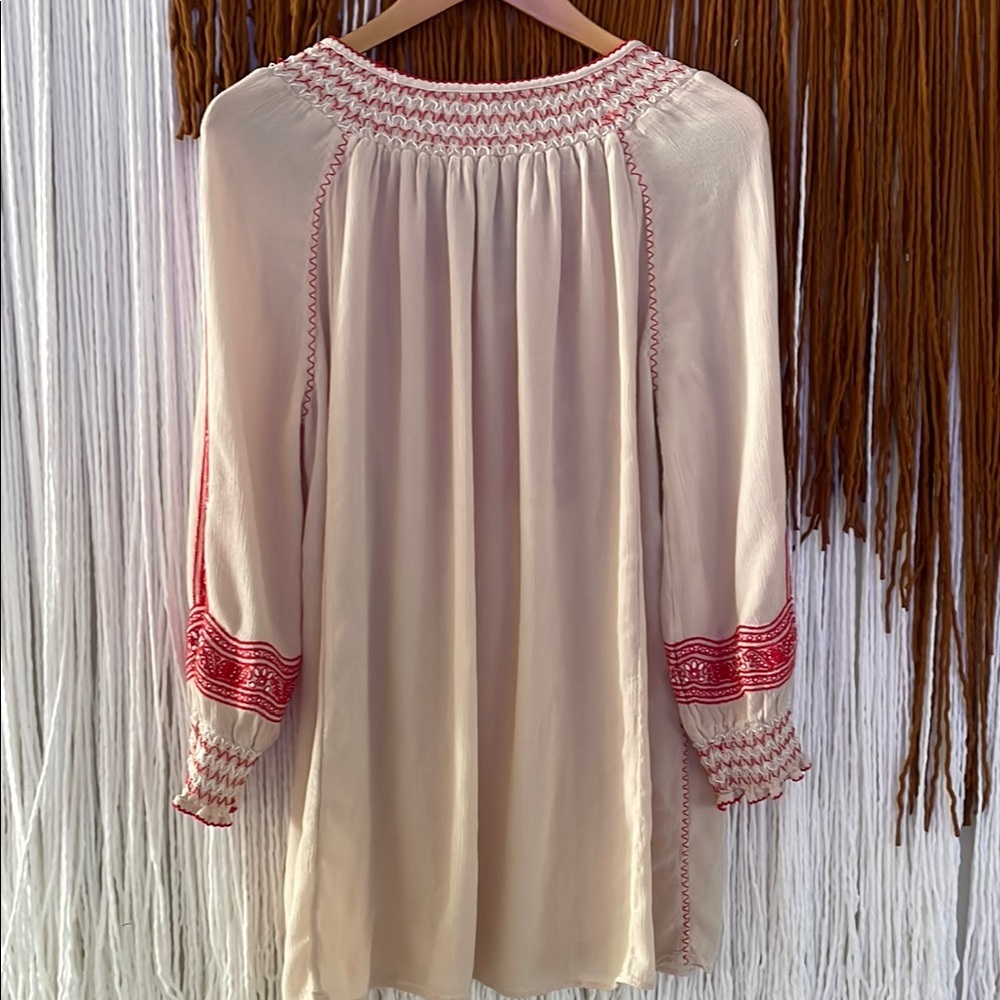 Free People Wind Willow Mini Peasant Dress - Red and Cream XS fits generous - Picture 8 of 8